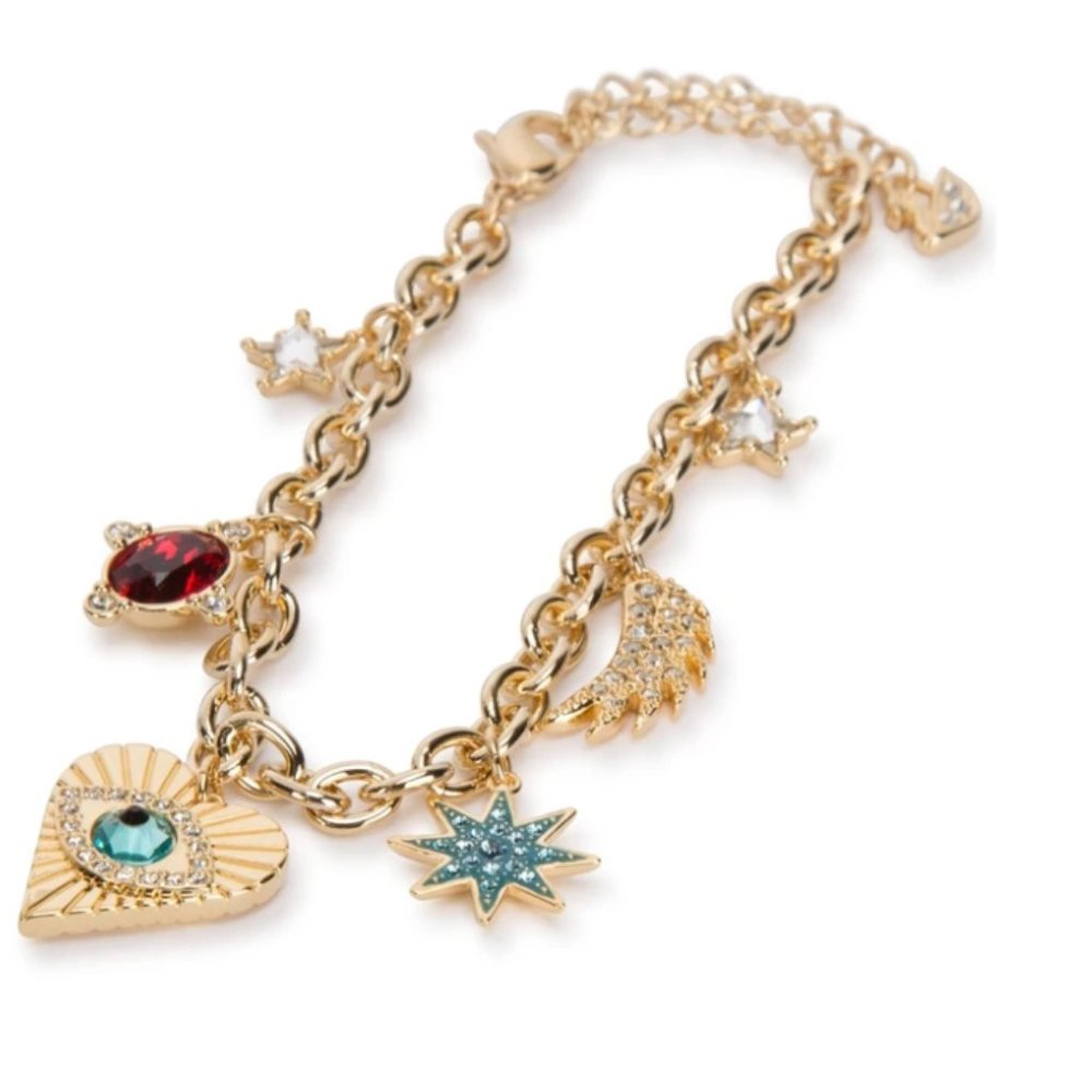 SWAROVSKI "LUCKY GODDESS" CHARMS BRACELET 6/24" - Picture 1 of 8